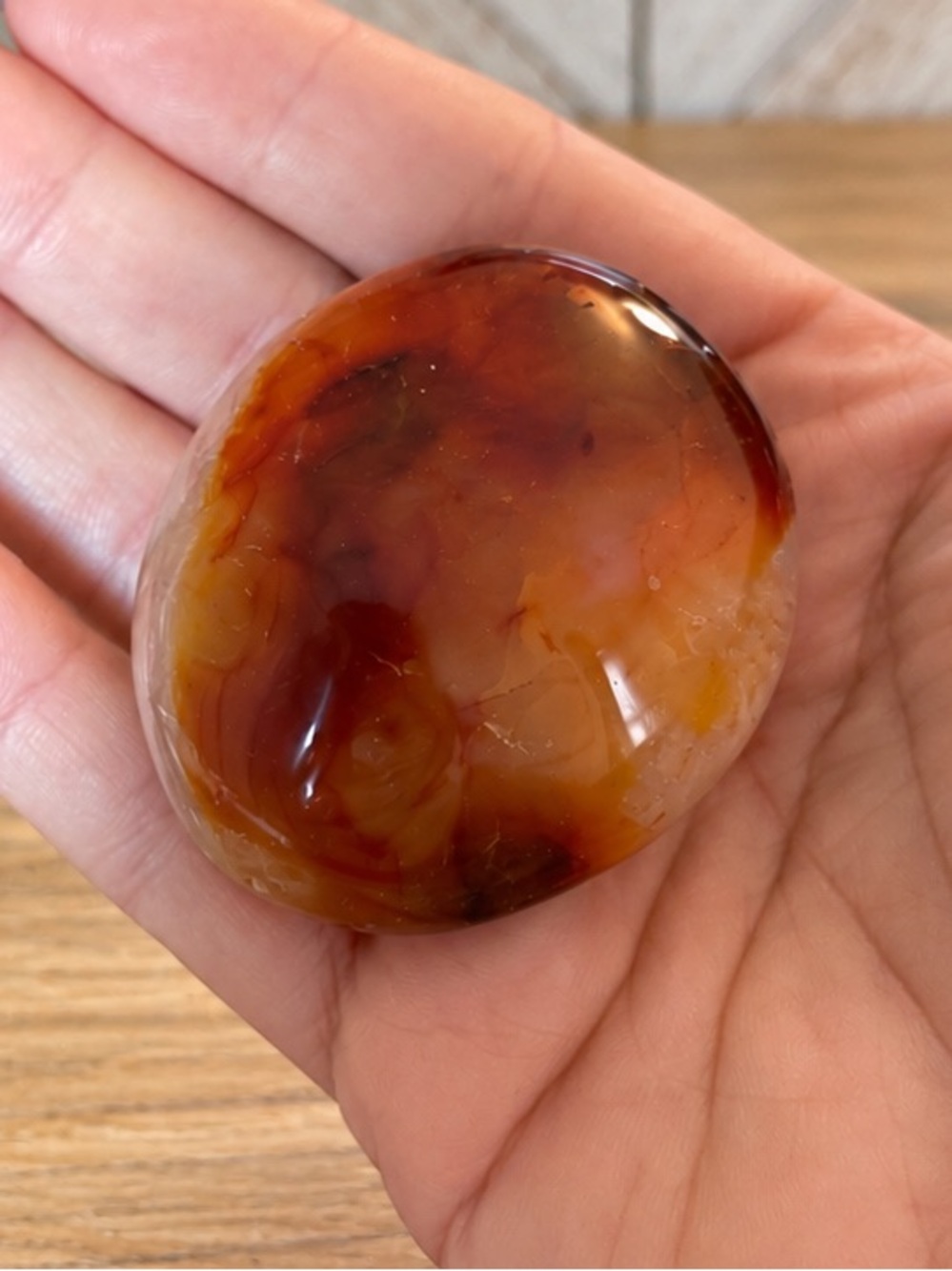 Natural Carnelian Agate Palm Stone Polished Freeform 2.25” × 2” × 0.75”